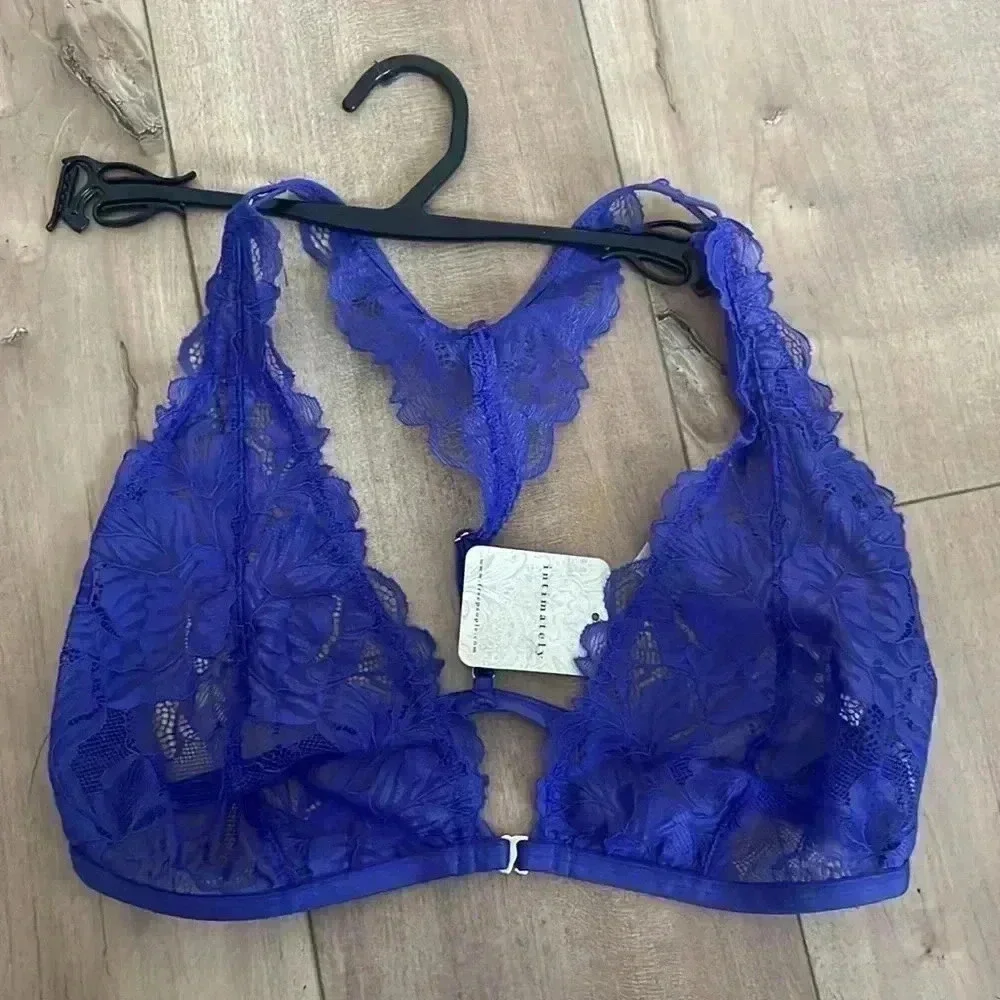 NWT Free People Canyon Iris Blue Lace Unlined Bralette Women's Sz XS & S - Picture 4 of 8
